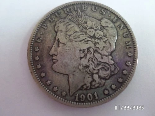 Very nice Morgan Silver Dollar coin 1901-P VF+ lots of detail 26.4 g