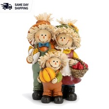 Adorable Handcrafted Scarecrow Family Figurine   Fall Decor for Thanksgiving