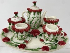 Vintage Miniature Tea Set Roses Flowers Ranger International 1995