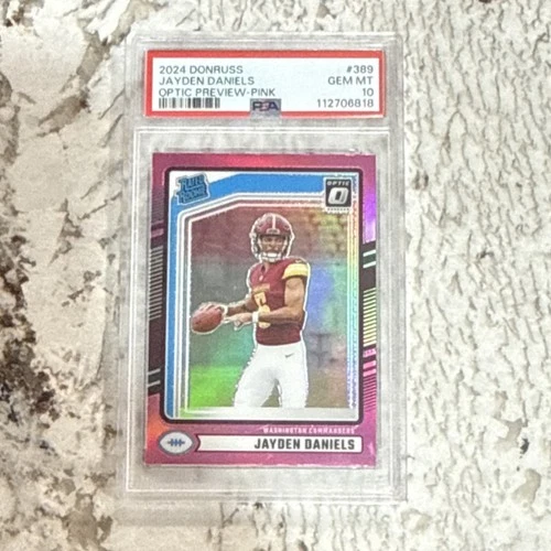 Panini Donruss 2024 Optic Preview Pink Jayden Daniels #389 PSA 10 Commanders