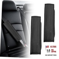 2PCS Universal Car Safety Belt Cover Pad, Breathable Leather Shoulder Black
