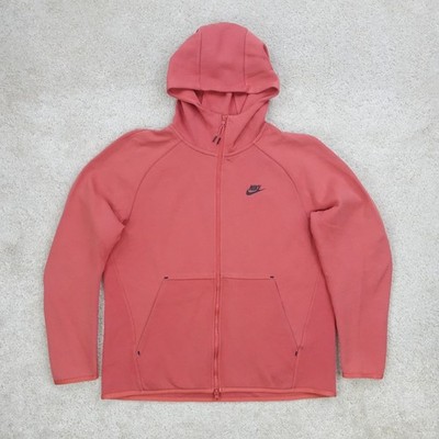 Nike Tech Essentials Hoodies Herren Large koralle orange Swoosh Logo durchgehender Reißverschluss