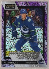 2023-24 O-Pee-Chee Hockey Violet Pixels Akito Hirose Rookie #298 /299 - Canucks