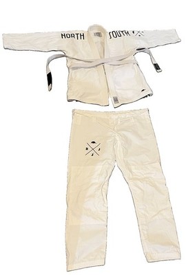 Men s White North South Jiu Jitsu Apparel Brazilian Jiu-Jitsu Size A-3 380 GSM
