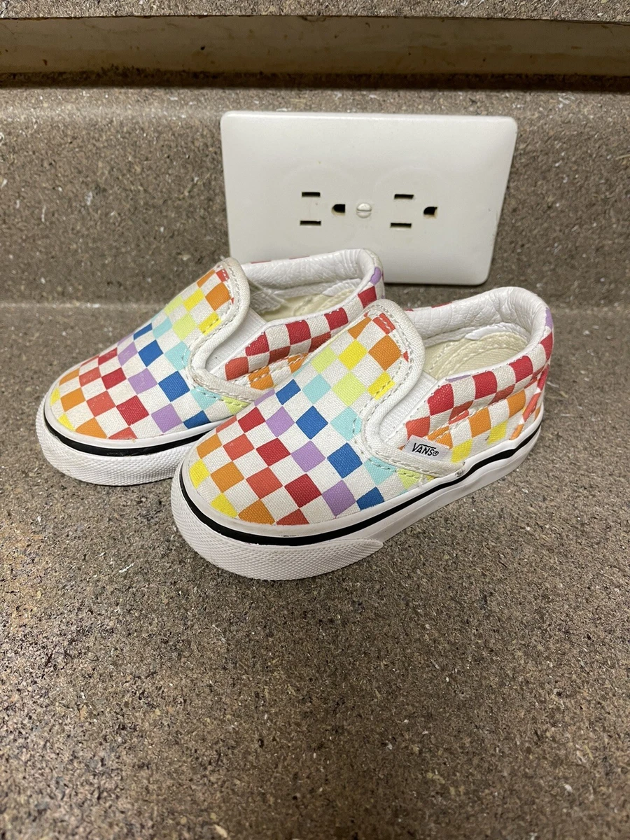 Vans rainbow checkerboard clearance toddler