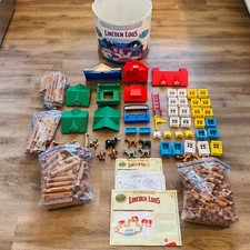 Lincoln Logs HUGE Lot over 600 Pieces Logs Roof Doors Windows Figures Animals