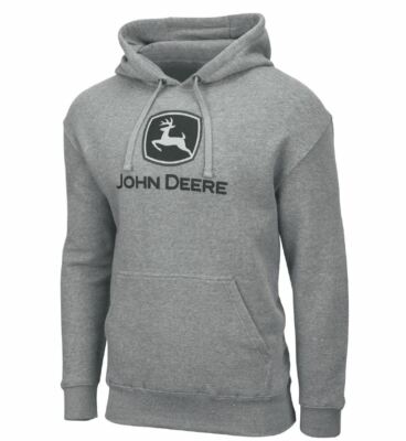 John Deere Kapuzensweatshirt Hoodie Logo Grau Pullover Baumwolle