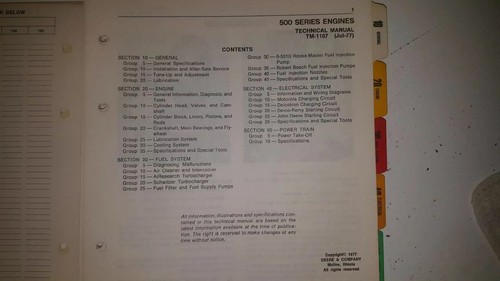 John Deere 500 Series Engine Service Book, OEM - Picture 2 of 4