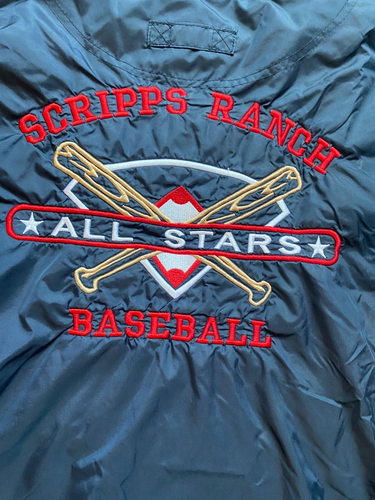 Vintage Style Pullover Jacket Mens Small Navy Windbreaker 2000s Baseball - Picture 2 of 7