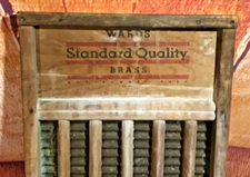 Vintage Wards Brass Wood Brass Wash Board Washboard 24"