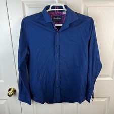 Men's Robert Graham Long Sleeve Button Front Blue Black Shirt Tailored Fit