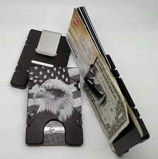American Flag with Eagle, Aluminum Wallet/Credit Card Holder, RFID Protection