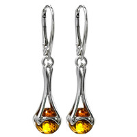 Multicolor Amber Sterling Silver Contemporary Leverback Earrings Multicolor Amber Sterling Silver Contemporary Leverback Earrings
