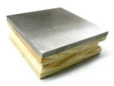 Steel Bench Block & Wood Base 3" Square 1" Thick Flat Jewelry Making Tool 3"x3"
