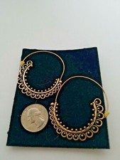 Vintage Large Gold Toned Hoop Pierced Earrings