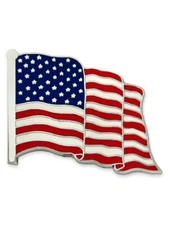 American Flag Lapel Pin Silver Patriotic USA