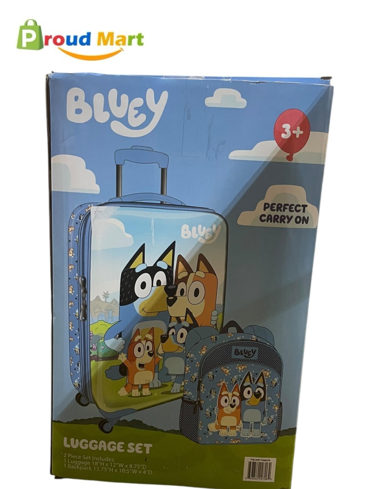 Juego de equipaje de mano y mochila Bluey Kids Trolly
