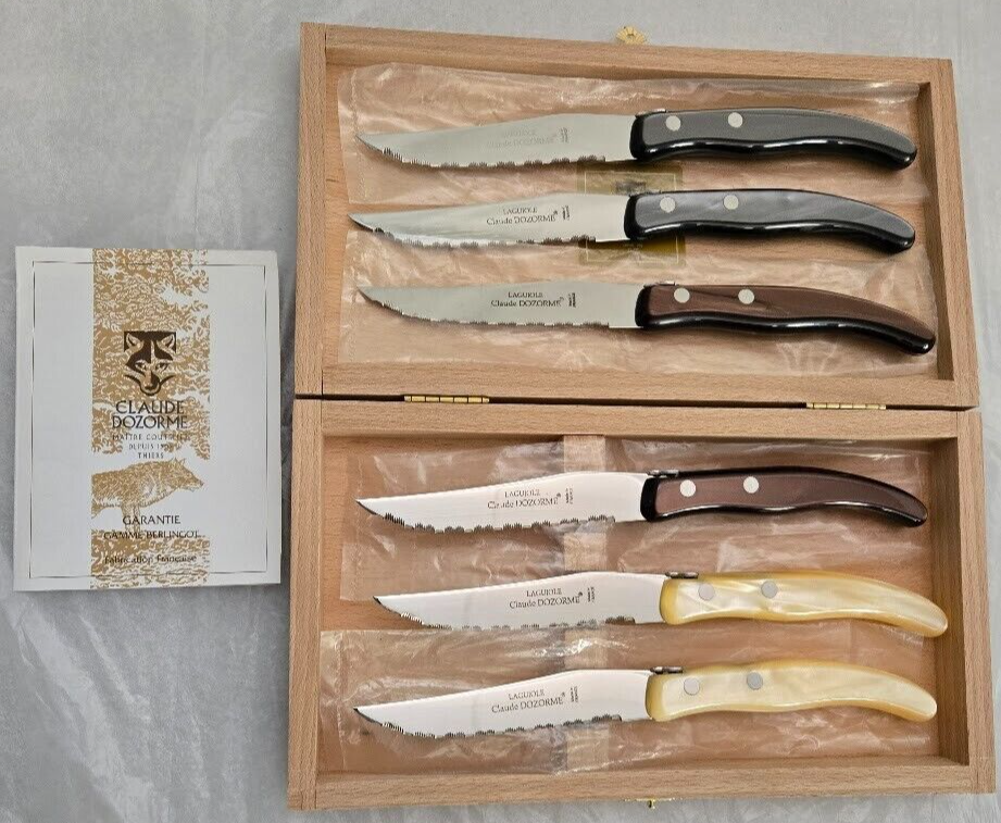 Claude Dozorme ラギオール ナイフセット 保証書付き Claude Dozorme Set of Laguiole 2 Piece Carving Set with Bee Olive