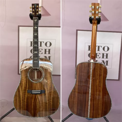 Custom 41 Inches Full KOA Acoustic Guitar Ebony Fingerboard Real Abalone Inlay