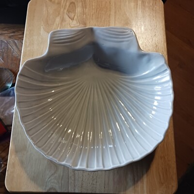 Large 12 Inch Ceramic Clam Shell Dish | eBay