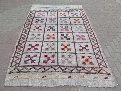 Modern Kilim Rug, Area Rugs, Handmade Wool Carpet, Large Floor Kelim 67''X103''