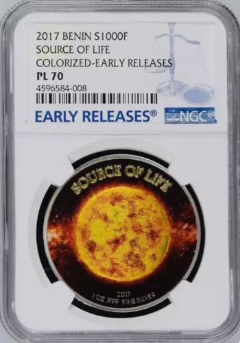 2017 Source of Life Sun 1oz .999 Benin Republic NGC PL70 Early Releases 2000!