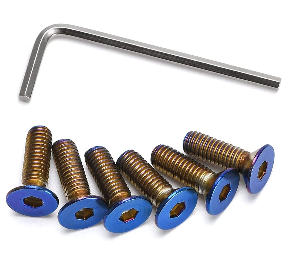 6x Kit de tornillos para volante deportivo de carreras de coches cabeza plana azul titanio quemado Foto 4 de 4