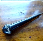 antique art deco black celluloid clear rhinestone 3.5" long hat flash pin -N150