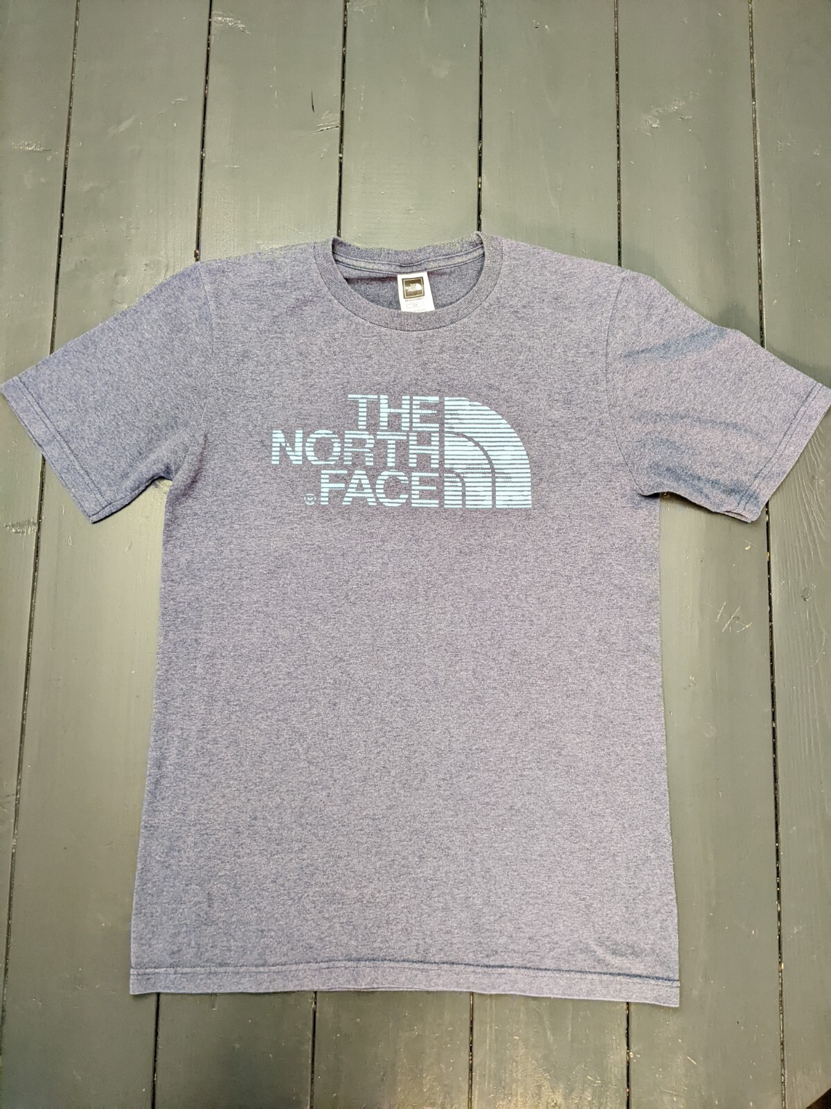 The North Face Men's Half Dome Short Sleeve Tee Gray Blue-Green Logo Small
