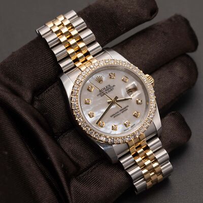 Rolex Datejust 116233 Diamond Bezel Watch 36mm Mother of Pearl