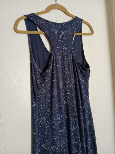 PACT Organic Cotton Racerback Maxi Dress Sleeveless Size Medium Blue W/ Specks - Picture 8 of 14
