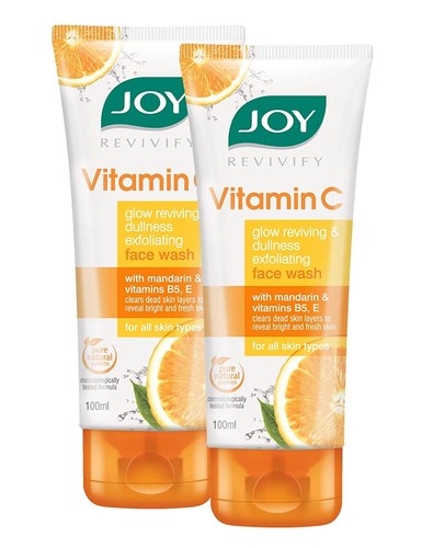Joy Revivify Vitamin C Face Wash with Mandarin, Vitamin B5, E 100ml (Pack of 2)- - Picture 1 of 7