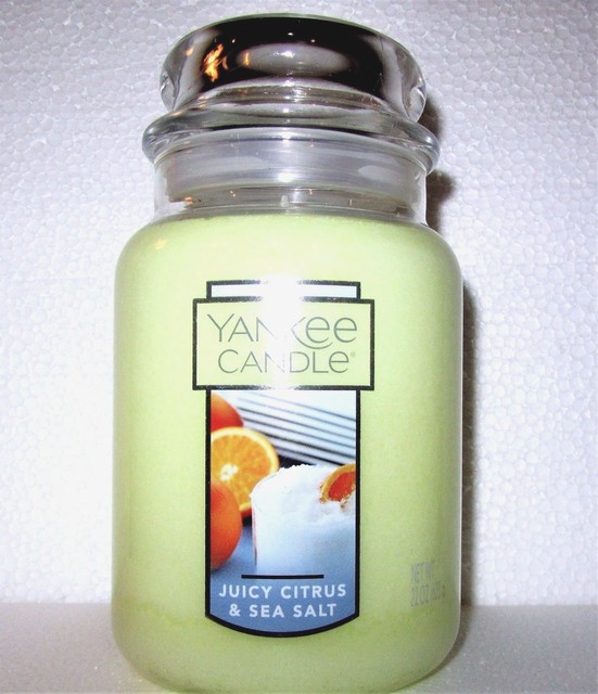 Yankee Candle "JUICY CITRUS & SEA SALT" Large 22 oz. WHITE LABEL