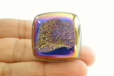 Purple Titanium Druzy Drusy Statement 925 Sterling Silver Ring Size 9