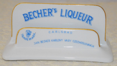 Carlsbad Becher's Liqueur Porcelain Letter Rack Shop Sign Karlovy Czechoslovakia
