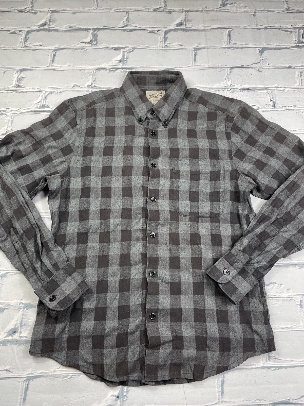 Naked & Famous Flannel Made In Canada Gray Men’s Sz M - Gem