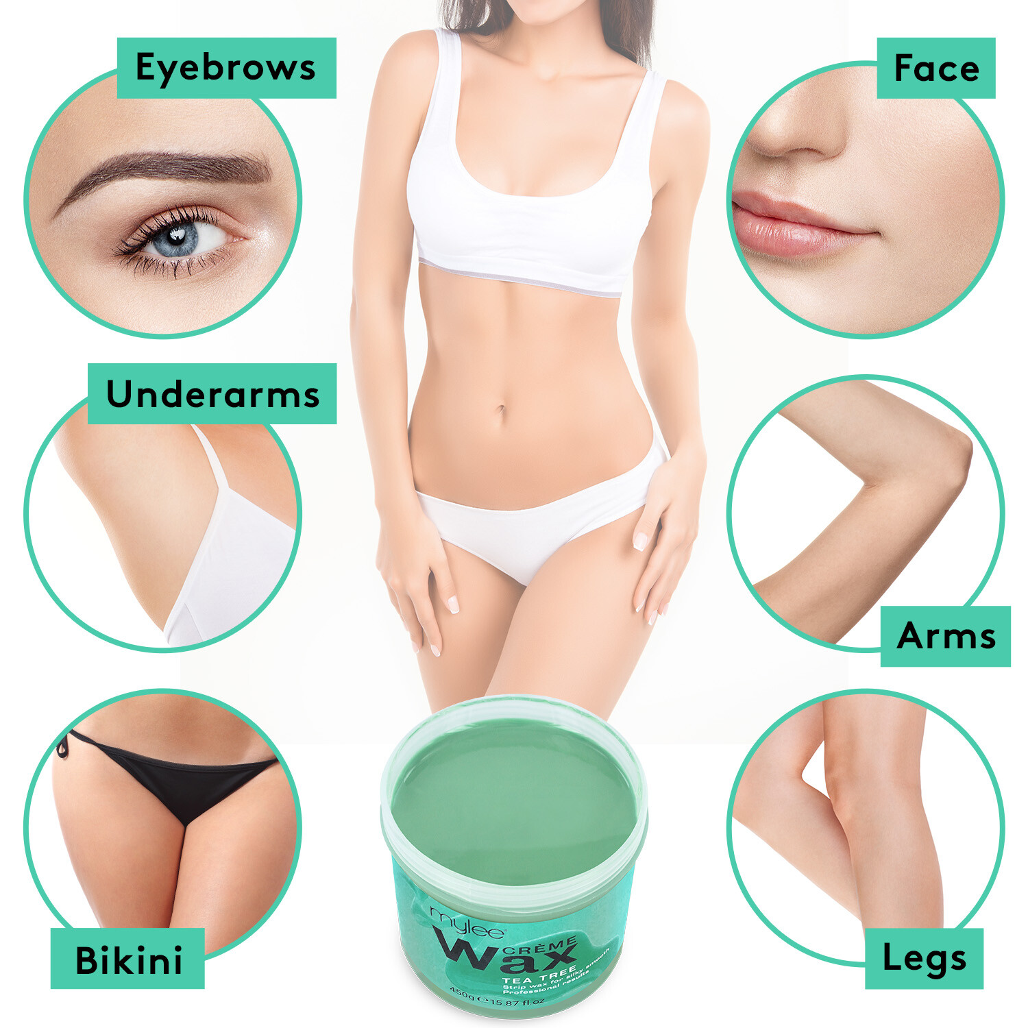 Mylee Hair Removal Soft Creme Wax Honey Tea Tree Rose Depilation Waxing 450g Pot 4