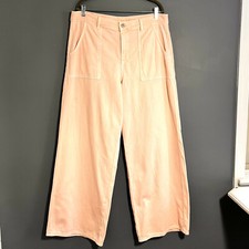 American Eagle Womens Pale Pink High Rise Denim Twill SIZE 14 Wide Leg Jeans