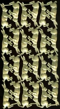 Die cut German Dresden Gold Foil Paper Easter Bunnies Victorian Crafts