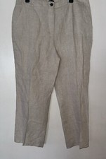 Talbots Linen Pants Womens Sz 14 - Flat Front Straight Leg W Pockets