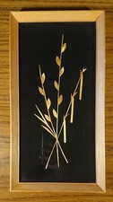 altes Bild Strohbild Kunsthandwerk Kunstgewerbe DDR Blume Strohblume Stroh