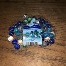 Decorative Accents Round Marble Glass Gems - New - Blue, Green  Clear 10 Oz.