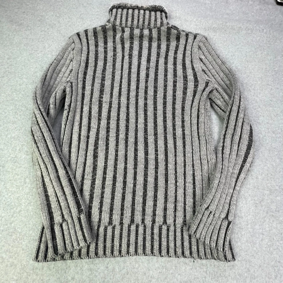 Ce & Ce 海龟领毛衣女式大号灰色罗纹转扣棉 — 第 2/4 张图片