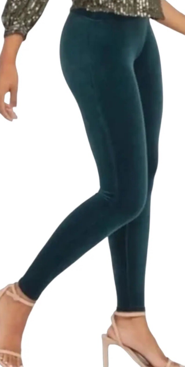 SPANX $98 Soft Velvet Pull On Solid Green Casual … - image 2