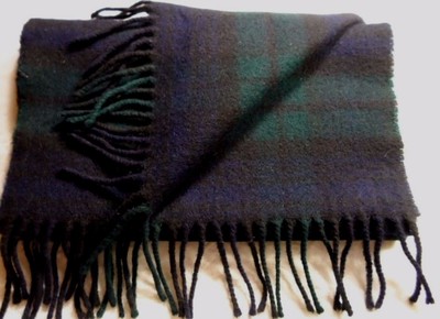 NWOT TIE RACK SCARF GREEN/ BLACK PLAID 100% PURE NEW LAMBSWOOL MADE IN SCOTLAND