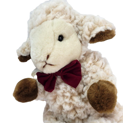 Mary Meyer Plush Lamb LAMBERT 16'' Jointed Arms & Legs Sherpa Wool Red Bow Tie