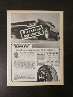 Vintage 1971 Firestone Tire Ronnie Sox Full Page Original Ad