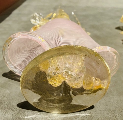 VINTAGE MURANOLATTICINO Hand Blown Dancing Couple -Pink, White And Gold Rare - Picture 12 of 13