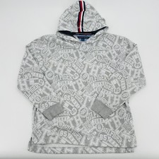 Tommy Hilfiger Pullover Hoodie Boys Large 16-18 Gray All Over Print Logo TH AOP