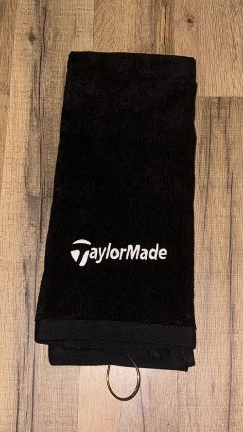 TaylorMade Embroidered Golf Towel Black